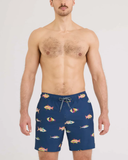 Saxx Mens Oh Buoy 2N1  Volley 7" Swim Short - Gulf Fish - Dark Denim