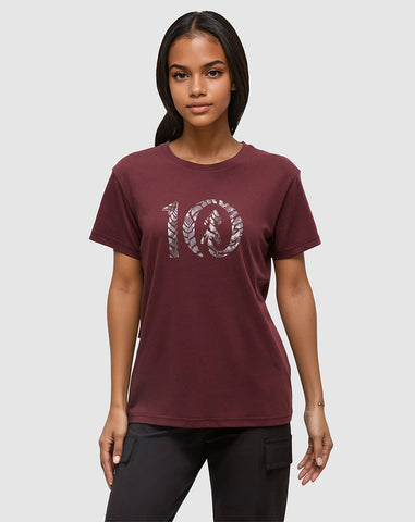 Tentree Women's Fernleaf Ten T-Shirt - Deep Burgundy / Brushed Nickel