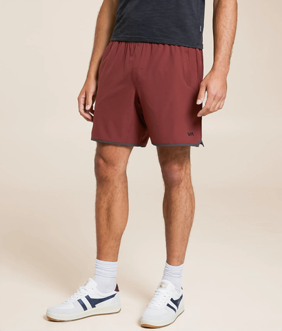 RVCA Mens Yogger Stretch Contrast Shorts 17" - Red Earth