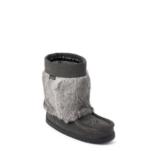 Manitobah Women's Waterproof Half Suede Mukluk - Charcoal