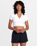 RVCA Womens Sawyer Cotton Crinkle Short - Black