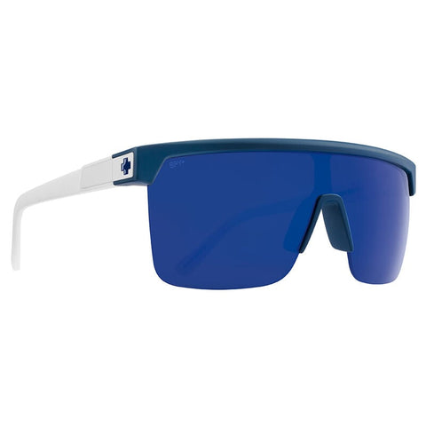 Spy Flynn 5050 Sunglasses - Matte Blue Matte White - Happy Gray Green Blue Mirror