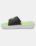 Under Armour Men's UA Ignite Pro 8 Fix Slides - Black / White / Hyper Green - 003