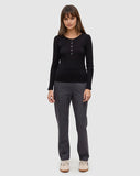 Tentree Women's Knowles Henley - Meteorite Black