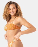 Roxy Women's Ray Of Sunshine Ring Bandeau Bikini Top - Rust Multi
