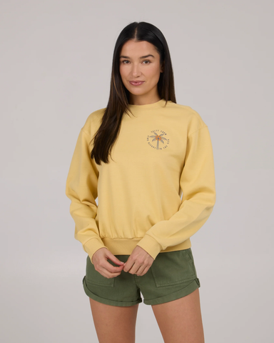 Salty Crew Womens Queen Palm Crew Fleece - Dusty Gold