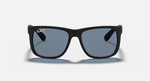 Ray-Ban Justin Sunglasses - Rubber Black W/ Dark Blue Polar