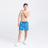 Saxx Mens Oh Buoy Stretch Volley 5" Swim Short - Beer Olympics - Racer Blue