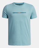 Under Armour Boys' UA Wordmark Blur SS Tee - Blue Haze / Orange Bloc - 425