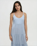 Tentree Women's Hopewell Hemp Tiered Cami Dress - Lakeside Blue