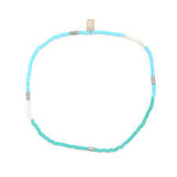 Pura Vida Mixed Seed Bead Silver Stretch Anklet ~ Seafoam Dream