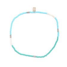 Pura Vida Mixed Seed Bead Silver Stretch Anklet ~ Seafoam Dream