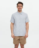 Tentree Mens Dundas Button Front Shortsleeve Shirt - Blue Haze