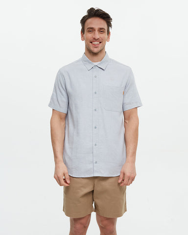Tentree Mens Dundas Button Front Shortsleeve Shirt - Blue Haze