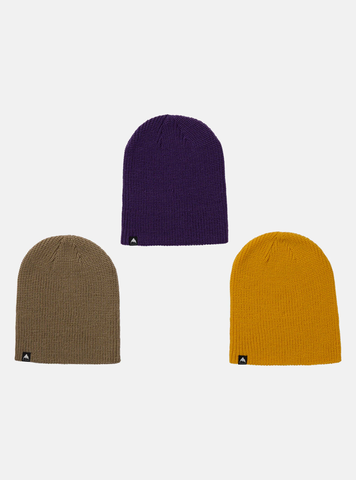Burton Kids Recycled DND Beanie (3 Pack) - Summit Taupe / Goldenrod / Imperial Purple