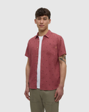 Tentree Mens Bike Around Mancos Collar Shirt Sleeve Shirt - Rosewood / Bike Around