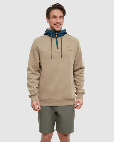 Tentree Mens Whistler 1/4 Zip Hoodie - Khaki Jasper