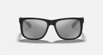 Ray-Ban Justin Sunglasses - Rubber Black W/ Grey Mirror Silver