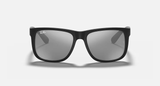 Ray-Ban Justin Sunglasses - Rubber Black W/ Grey Mirror Silver
