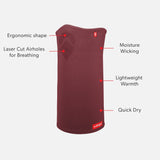 Airhole Airtube Ergo Laser Drytech Thermal Fleece Facemask - Maroon