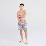 Saxx Mens Oh Buoy Stretch Volley 7" Swim Short - Improv Stripe - Alloy Multi