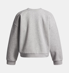 Under Armour Girls' UA Rival Fleece Oversized Crew - Mod Gray Light Heather / White - 011