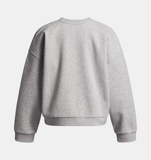 Under Armour Girls' UA Rival Fleece Oversized Crew - Mod Gray Light Heather / White - 011