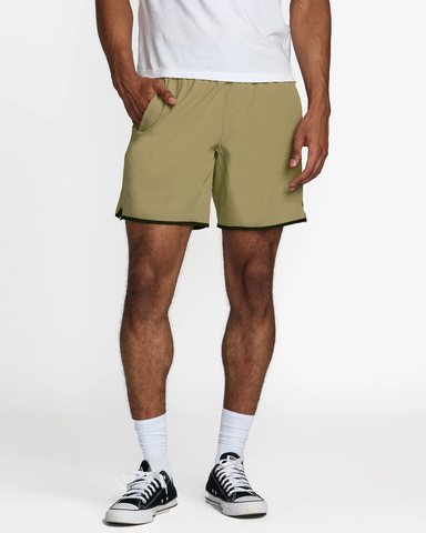 RVCA Mens Yogger Stretch Contrast Shorts 17" - Coyote