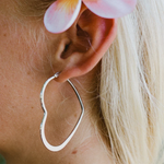 Pura Vida Oversized Heart Hoop Earrings ~ Silver