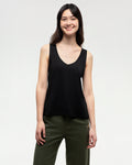 Tentree Womens Kinney TreeBlend Double V-Neck Tank - Meteorite Black