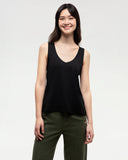 Tentree Womens Kinney TreeBlend Double V-Neck Tank - Meteorite Black