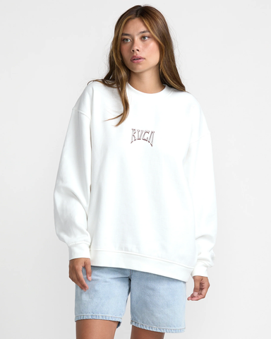 RVCA Womens Baggie BF Crew - Vintage White