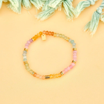 Pura Vida Ombre Rainbow Bead Stretch Bracelet ~ Gold