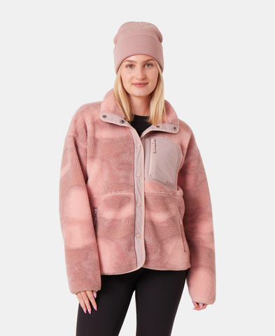 Roxy Axel Bonded Sherpa Jacket - Pink Combo