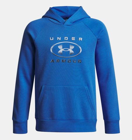 Under Armour Boys' UA Rival Fleece Chrome Logo Hoodie - Blue Atlantis / Black - 402