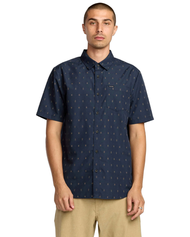 Volcom Mens Bankstone S/S Button-Up Shirt - Navy