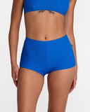 RVCA Womens Pucker Boy Short Bikini Bottoms - Blue Belt