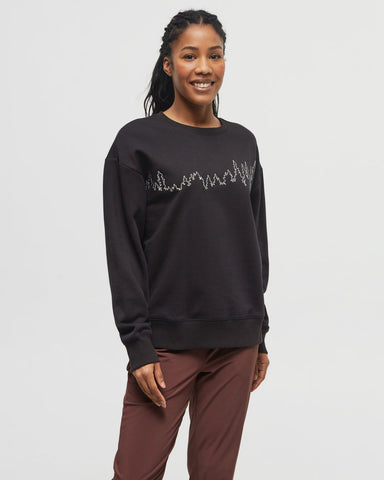 Tentree Women's Juniper Outline Crew - Meteorite Black Vintage White
