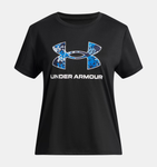 Under Armour Girls' UA Tech™ Print Fill Short Sleeve - Black / White - 001