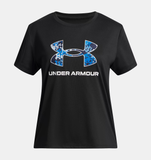 Under Armour Girls' UA Tech™ Print Fill Short Sleeve - Black / White - 001