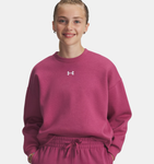 Under Armour Girls' UA Rival Fleece Oversized Crew - Fuchsia Dusk / White - 659