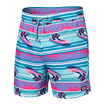 Saxx Mens Oh Buoy Stretch Volley 5" Swim Short - Jets Stripe - Pool