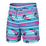 Saxx Mens Oh Buoy Stretch Volley 5" Swim Short - Jets Stripe - Pool
