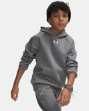 Under Armour Boys' Rival Fleece Hoodie - Castlerock Light Heather / White - 025