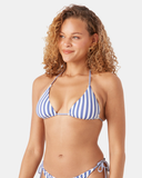 Roxy Women's Stripe Out Reversible Tiki Triangle Bikini Top - Bijou Blue