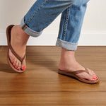 OluKai Womens Honu Leather Beach Sandals - Tan