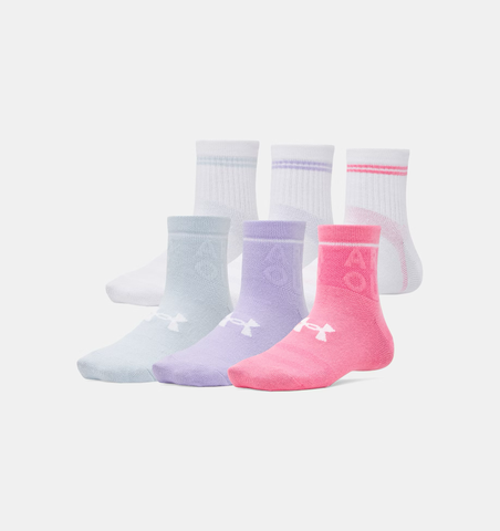 Under Armour Kids UA Essential 6-Pack Socks - Super Pink / Transparent / White - 672