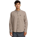 RVCA Mens That'll Do Stretch Long Sleeve Shirt - Mushroom