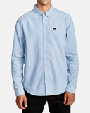 RVCA Mens That'll Do Stretch Long Sleeve Shirt - Oxford Blue