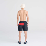 Saxx Mens Oh Buoy Stretch Volley 7" Swim Short - India Ink - Hibiscus